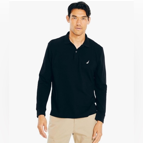 298. Nautica Classic Fit Solid Pique Polo Shirt Large - Picture 1 of 4